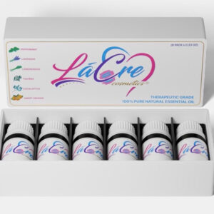 Set of six LaCre ink bottles in a white box with colorful branding.